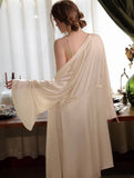 Satin Ruffle Nightgown, Silky Long Lingerie, Pajama, Lace Robe, Bridal Nightie