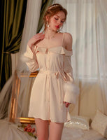 Satin Nightgown, Open-Shoulder Nightie, Shirt, Lingerie, Pajama, Loungewear
