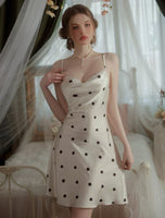 Satin Nightgown, Polka Dot Nightie, Lingerie, Pajama, Lace Robe, Bridal Nightie