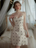 Satin Nightgown, Polka Dot Nightie, Lingerie, Pajama, Lace Robe, Bridal Nightie