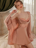 Satin Ruffle Nightgown, Silky Long Lingerie, Pajama, Lace Robe, Bridal Nightie