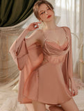 Satin Ruffle Nightgown, Silky Long Lingerie, Pajama, Lace Robe, Bridal Nightie