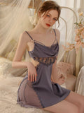 Satin Ruffle Nightgown, Silky Long Lingerie, Pajama, Lace Robe, Bridal Nightie