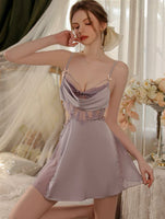 Satin Ruffle Nightgown, Silky Long Lingerie, Pajama, Lace Robe, Bridal Nightie