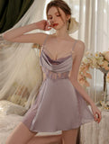 Satin Ruffle Nightgown, Silky Long Lingerie, Pajama, Lace Robe, Bridal Nightie