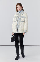 Lapel splicing light luxury down jacket women's winter loose coat