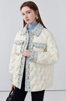Lapel splicing light luxury down jacket women's winter loose coat
