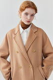 High-end suit collar double-sided woolen coat for women autumn solid color wool coat