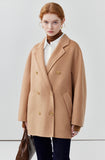 High-end suit collar double-sided woolen coat for women autumn solid color wool coat