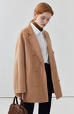 High-end suit collar double-sided woolen coat for women autumn solid color wool coat