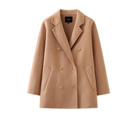 High-end suit collar double-sided woolen coat for women autumn solid color wool coat