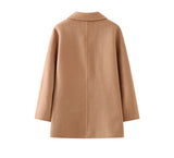 High-end suit collar double-sided woolen coat for women autumn solid color wool coat