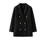 High-end suit collar double-sided woolen coat for women autumn solid color wool coat