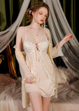 Satin Lace Nightgown, Silky Long Lingerie, Pajama, Lace Robe, Bridal Nightie