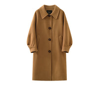 Retro Lapel Double-Sided Wool Coat Women Long Wool Coat Autumn/ Winter