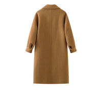 Retro Lapel Double-Sided Wool Coat Women Long Wool Coat Autumn/ Winter