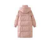 Hooded Down Jacket Women's Solid Color Mid-Length Loose Warm Winter Jacket