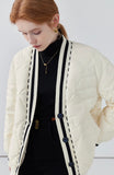 Women's thickened winter knitted placket V-neck down jacket in niche colors