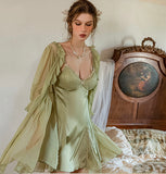 Lolita Lace Lingerie Set, Sheer Nightgown, Satin Nightgown, Silky Robe, Dreaming Lingerie, Nightwear
