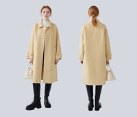 Double-sided cashmere wool coat for women, age-reducing yellow wool coat