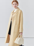 Double-sided cashmere wool coat for women, age-reducing yellow wool coat