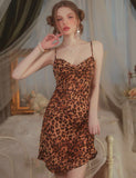 Satin Nightgown, Leopard Print Nightie, Lingerie, Pajama, Loungewear