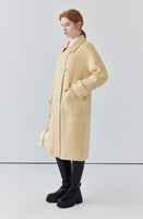 Double-sided cashmere wool coat for women, age-reducing yellow wool coat