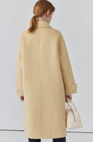 Double-sided cashmere wool coat for women, age-reducing yellow wool coat