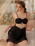 Princess Satin Chiffon Nightgown, Silky Lingerie, Pajama, Lace Robe, Bridal Nightie