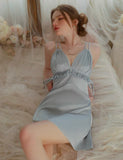 Princess Satin Lace Nightgown, Silky Long Lingerie, Pajama, Lace Robe, Bridal Nightie