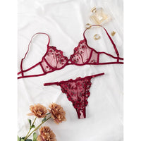 Floral Sheer Cup Lingerie Set, Lace Bra Set, Bralette