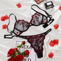 Floral Sheer Cup Lingerie Set, Lace Bra Set, Bralette