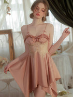 Princess Satin Lace Nightgown, Silky Long Lingerie, Pajama, Lace Robe, Bridal Nightie