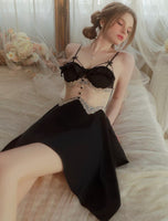 Princess Satin Lace Nightgown, Silky Long Lingerie, Pajama, Lace Robe, Bridal Nightie