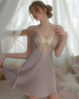Princess Satin Chiffon Nightgown, Silky Lingerie, Pajama, Lace Robe, Bridal Nightie