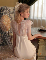 Satin Lace Nightgown, Silky Lace Lingerie, Long Pajama, Lace Negligee, Bridal Nightie
