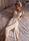 Satin Lace Nightgown, Silky Lace Lingerie, Long Pajama, Lace Negligee, Bridal Nightie