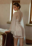 Lace Nightgown, Front Closure, Sheer Lace Lingerie, Pajama, See Through Nightie, Bridal Lingerie