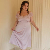 Plus Size Nightie, Plus Size Dress, Plus Size Lace Embroidery Lingerie Set, Plus Size Lingerie, Curvy Slip