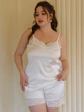 Plus Size Nightie, Plus Size Dress, Plus Size Lace Embroidery Lingerie Set, Plus Size Lingerie, Curvy Slip