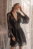 Lace Lingerie Set, Sheer Nightgown, Silky Robe, Cute Lingerie, Nightwear, Pajama Set