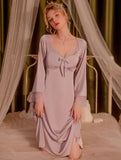 Retro Style Satin Lace Nightgown, Silky Nightie, Robe, Lingerie, Pajama, Loungewear