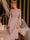 Retro Style Satin Lace Nightgown, Silky Nightie, Robe, Lingerie, Pajama, Loungewear