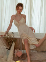 Romantic Satin Lace Pajama Set, Robe, Embroidery Nightie, Lingerie, Loungewear