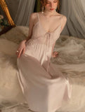 Romantic Satin Lace Pajama Set, Robe, Embroidery Nightie, Lingerie, Loungewear