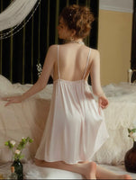 Satin Lace Nightgown, Bow Nightie, Lingerie, Pajama, Lace Robe, Bridal Nightie