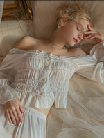 Satin Lace Nightgown, Ruffle Nightie, Lingerie, Pajama, Lace Robe, Bridal Nightie