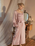 Satin Lace Nightgown, Ruffle Nightie, Lingerie, Pajama, Lace Robe, Bridal Nightie