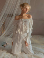 Satin Lace Nightgown, Ruffle Nightie, Lingerie, Pajama, Lace Robe, Bridal Nightie