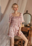 Satin Lace Nightgown, Ruffle Nightie, Lingerie, Pajama, Lace Robe, Bridal Nightie